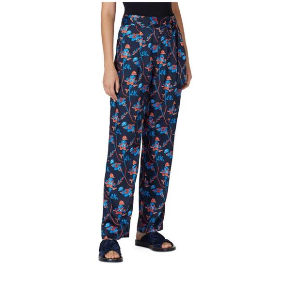 THAKOON COLLECTIVE Black Daisy Floral High Waisted Belted Pants Pockets Size 14 - Picture 1 of 8